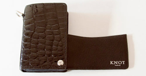 CROCODILE COIN & CARD PURSE (ダークブラウン)のカード入れ