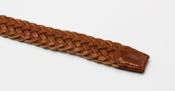 MERCER ITALIAN VEGETABLE TANNED OILED LEATHER MESH BELT(ライトブラウン)の剣先