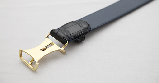 Morikawa CROCODILE BELT(ブラック)のバックル(裏)