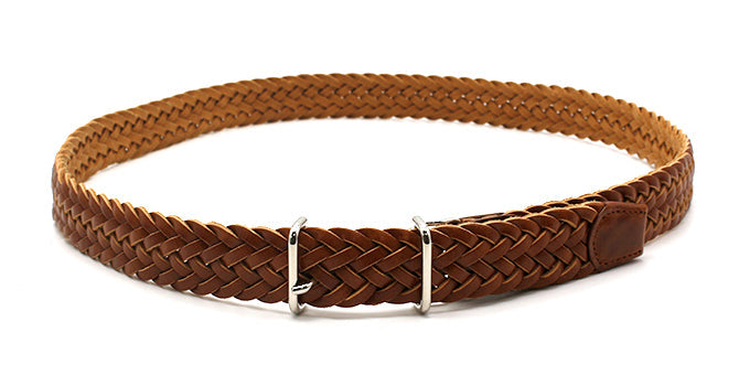 MERCER ITALIAN VEGETABLE TANNED OILED LEATHER MESH BELT（ライトブラウン）の全体像