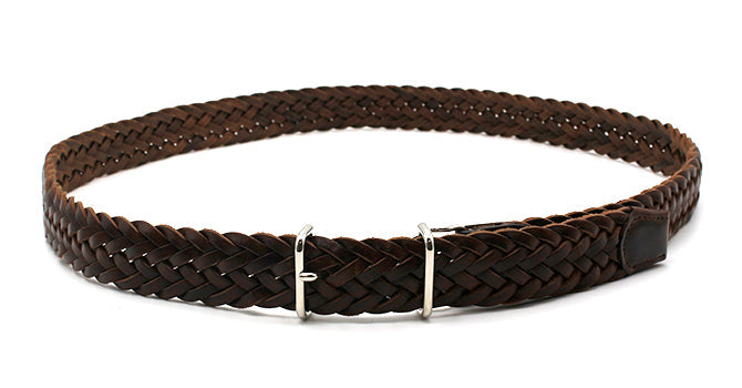 MERCER ITALIAN VEGETABLE TANNED OILED LEATHER MESH BELT（ダークブラウン）の全体像