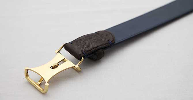 Morikawa GERMAN CALF BELT（ダークブラウン）のバックル（裏）