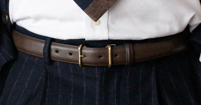 Morikawa GERMAN CALF BELT（ダークブラウン）の着用イメージ